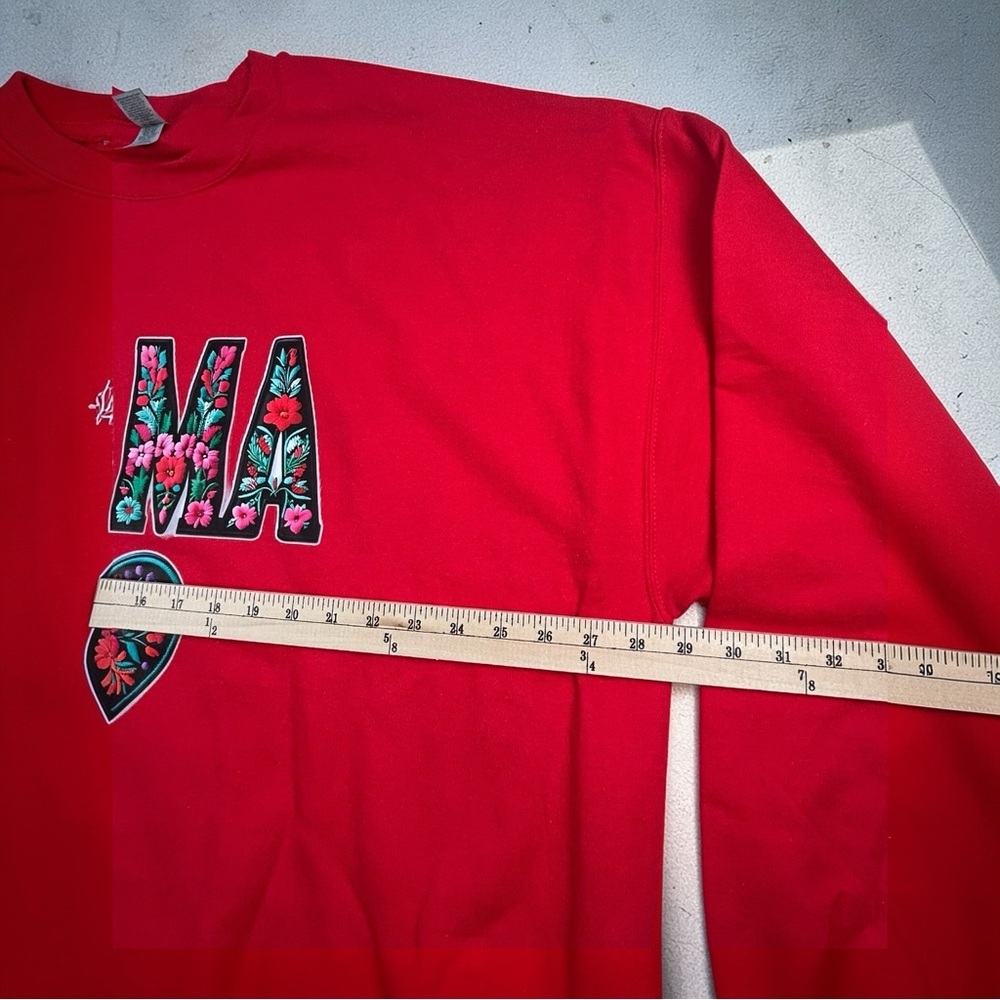 Mama Floral Graphic Sweatshirt Red | Cozy Mom Crewneck 3XL - Picture 9 of 10